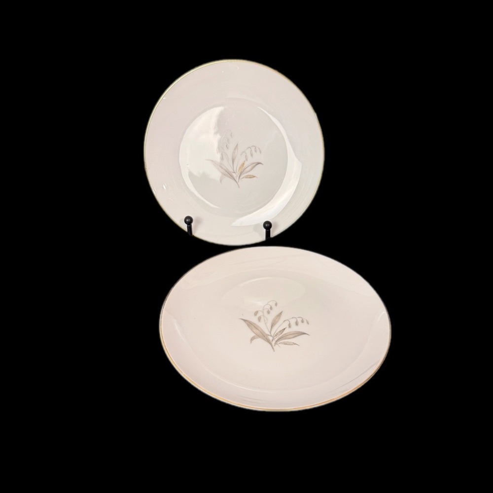 Kaysons Bread Plates Home 6" White Golden Rhapsody Fine China Set of 2